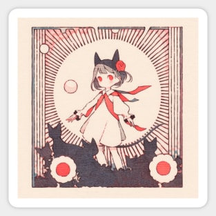 Paper Illustration of Devil Girl Sticker